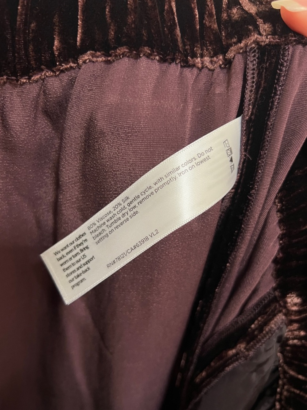 Eileen Fisher Velvet Wide Leg Pants XL Brown - Picture 4 of 6